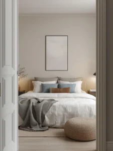 Bedroom with calm muted color accents