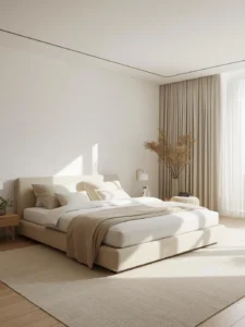 Bedroom with low-profile bed