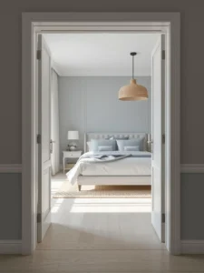 Coastal high-rise condo bedroom