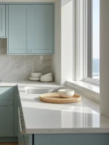 Coastal high-rise condo kitchen