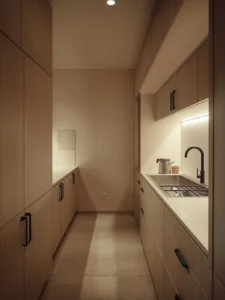 Compact Japandi kitchen interior