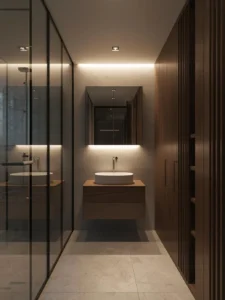 Compact Studio Basement Bathroom With