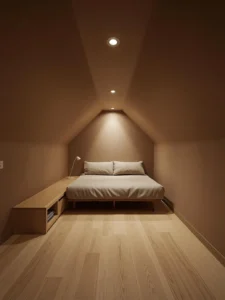Compact attic bedroom