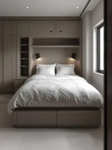 Compact urban micro-apartment bedroom