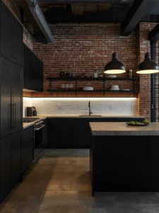 Converted industrial loft kitchen