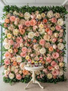 DIY spring floral wall backdrop