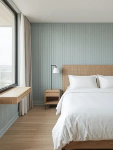 High-rise condo guest bedroom