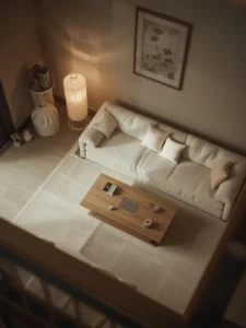 Japandi-style townhouse living room