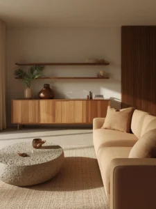 Living room with natural materials