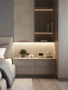 Modern bedroom showcasing functional nightstands