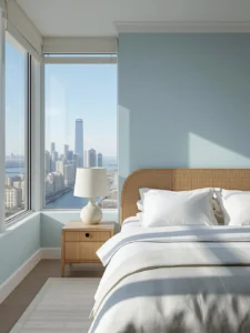Modern high-rise condo bedroom