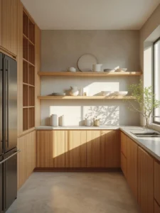 Modern kitchen with limited open shelving