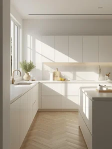 Modern kitchen with slim-profile countertops