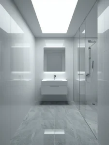 Monochrome White Basement Bathroom