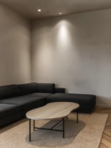 Small Japandi studio living room