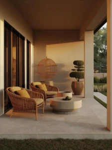 Suburban covered front porch