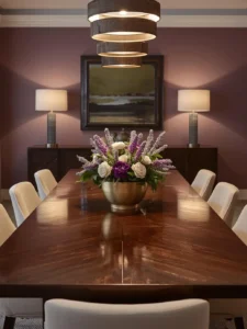 Transitional brownstone dining area