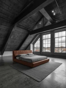 Urban attic loft bedroom