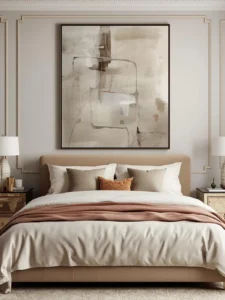 abstract art above bed