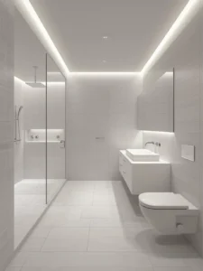 all-white wet room bathroom