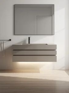 bathroom featuring a floating concrete