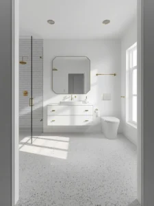 bathroom showcasing monochrome terrazzo
