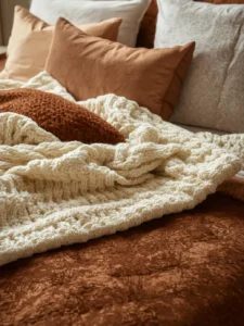 bed with highly textured layers