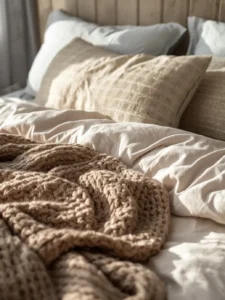 bedding with linen sheets