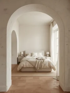 bedroom featuring walls with an authentic limewash