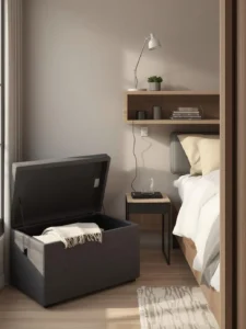 bedroom showcasing multi-functional furniture