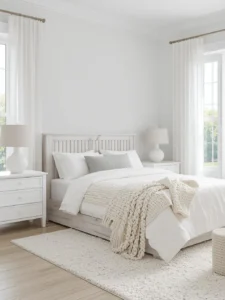 bedroom with bright white walls