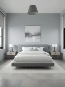 bedroom with walls in a cool