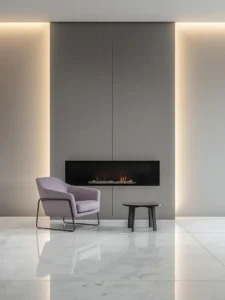 black linear fireplace