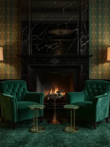 black marble fireplace