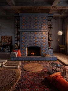 bohemian style fireplace