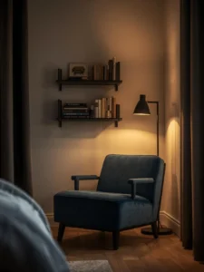 boys bedroom with small corner reading nook