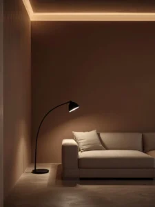 curved matte black LED floor lamp