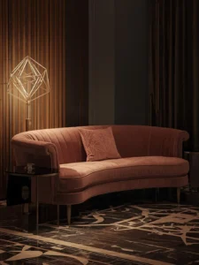 gold sculptural geometric floor lamp