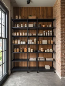 kitchen pantry with adjustable black