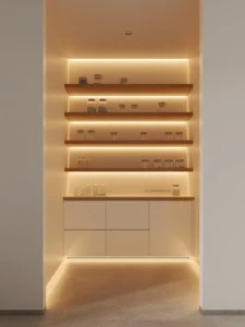 kitchen pantry with integrated warm LED strip