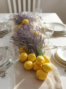 lemon and lavender spring tablescape