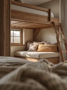 loft bed with cozy reading nook