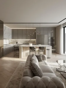 luxury-inspired open kitchen living room