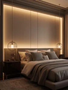 master bedroom with pendant