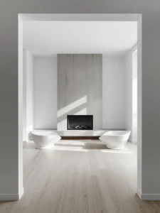 minimalist concrete fireplace