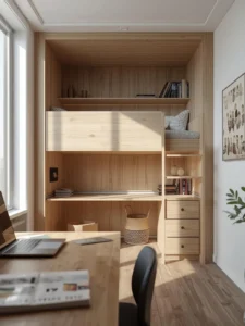 modern built-in loft bed