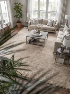 oversized neutral beige area rug