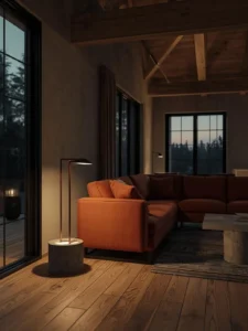 raw concrete base floor lamp