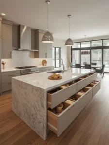 remodeled kitchen with large central island