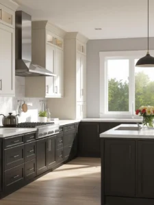 remodeled kitchen with two-tone cabinetry